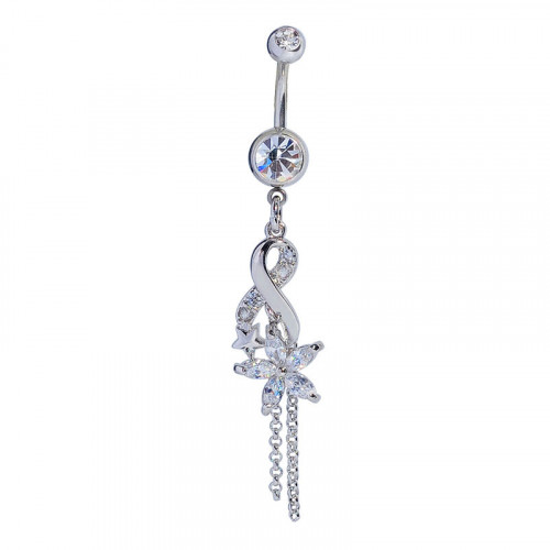 Number 8 And Flower Decorated Belly Ring