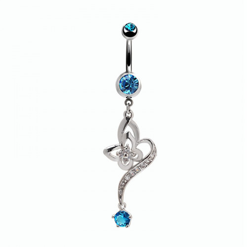 Elegant Butterfly Shaped Belly Ring Three Colors Zircon Available