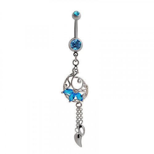 Rattan Pattern Zircon Decorated Belly Ring