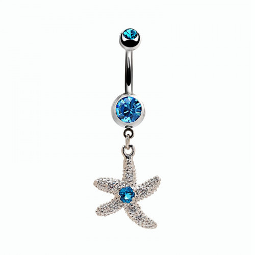 Starfish Shaped Belly Ring With Beautiful Zircon Stone