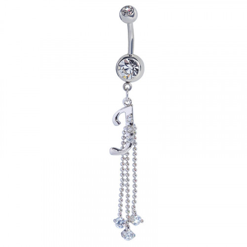 Letter J Zircon Decorated Belly Ring