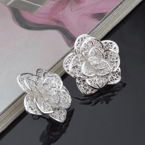 Sterling Silver Rose Stud Earrings