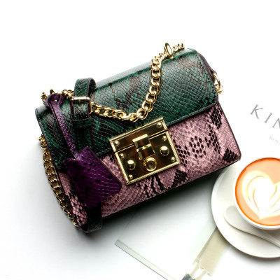 Colorful Snake Skin Style Leather Bag