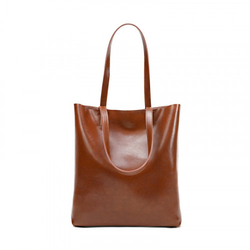 Solid Color Large Capacity Leather Tote Bag