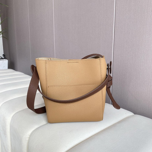 Minimal Design Leather Bucket Bag