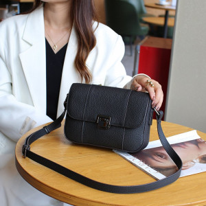 Litchi Pattern Fashion Buckle Leather Messenger Bag