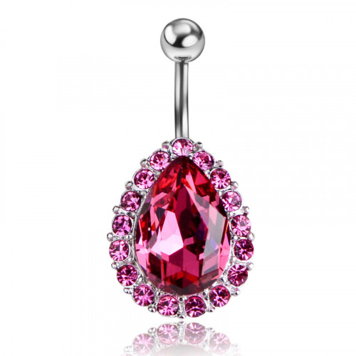 Drop Shaped Multiple Faces Rhinestone Belly Ring