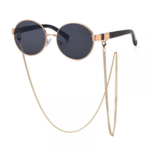 Stylish Small Round Frame Sunglasses With Chain