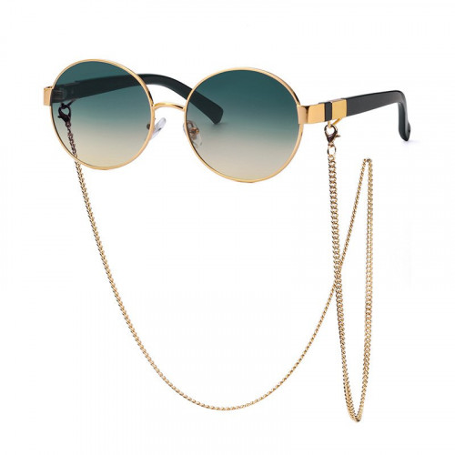 Stylish Small Round Frame Sunglasses With Chain