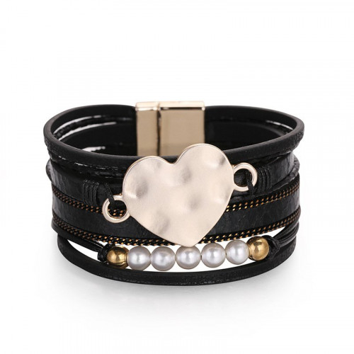 Multi-layer Snake Pearl Chain Leather Bracelet