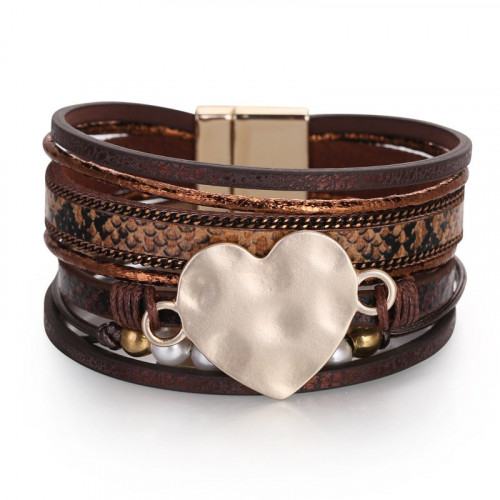 Multi-layer Snake Pearl Chain Leather Bracelet