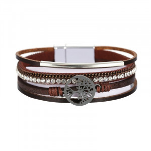 Life Tree Multilayer Leather Buckle Bracelet