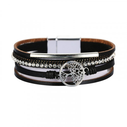 Life Tree Multilayer Leather Buckle Bracelet