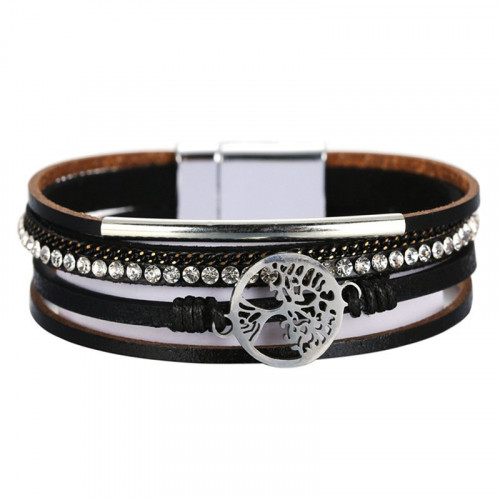 Life Tree Multilayer Leather Buckle Bracelet