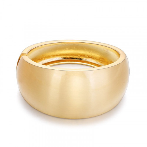 Wide Side Drum Shaped Frosted Gold Bracelet