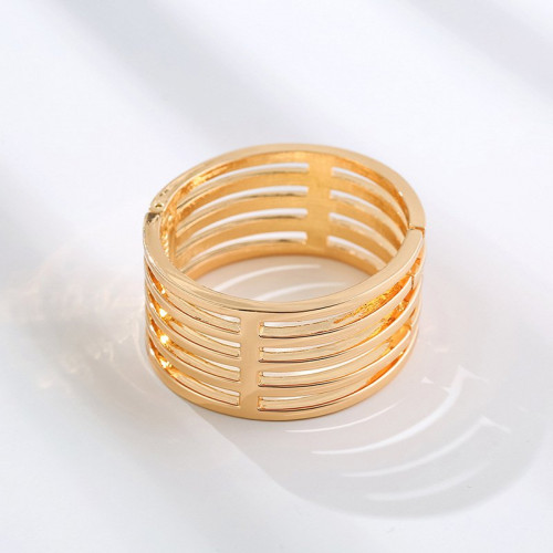 Multi-layer Geometric Hollowed-out Wide Brim Bracelet