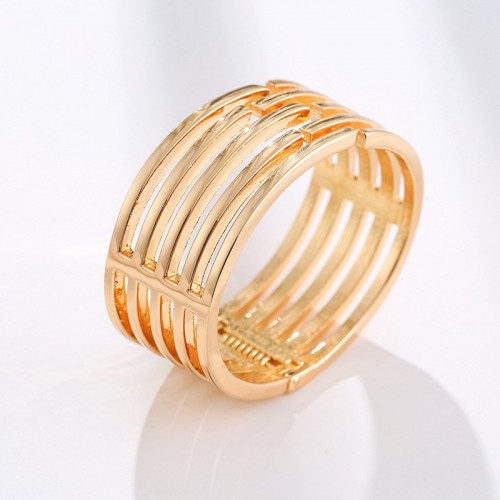 Multi-layer Geometric Hollowed-out Wide Brim Bracelet