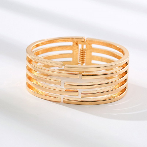 Multi-layer Geometric Hollowed-out Wide Brim Bracelet