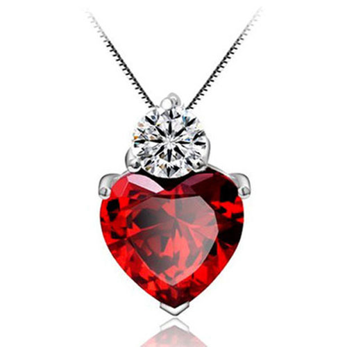 Heart Shaped Zircon 925 Silver Pendant Multiple Colors