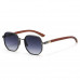 Women's Round Frame Wood Grain Sunglasses