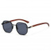 Women's Round Frame Wood Grain Sunglasses