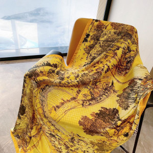 Golden Retro Print Summer Sunscreen Scarf