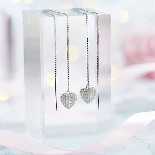 S925 Silver Heart Drop Earrings