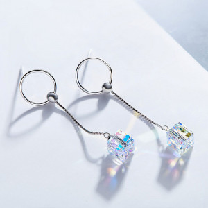 Crystle Cube Drop Earrings