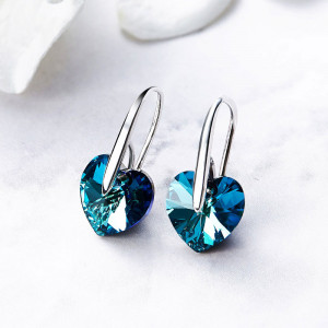 Heart Shaped Crystle Leverback Earrings