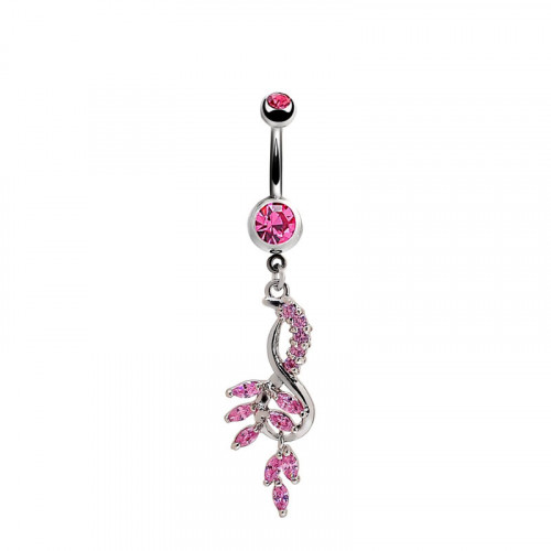 Leaf Style Belly Ring Two Color Stones Available